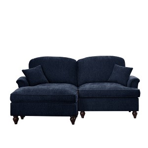 Elegant Mid-Century 2-Seater Modular L-Shaped Sectional Sofas, Removable Skirt, Spindle Legs & Movable Ottoman ¨C Comfy Chenille Loveseat Couch - 1 of 4