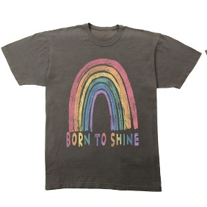 Born To Shine Rainbow Adult Pepper Black Crew Neck Short Sleeve T-shirt - 1 of 3