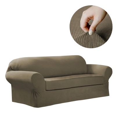 2pc Collin Sofa Stretch Slipcover Olive - Zenna Home