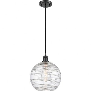 Athens Deco Swirl - 1 Light Cord Hung Mini Pendant In Industrial Style-13 Inches Tall and 10 Inches Wide - 1 of 1