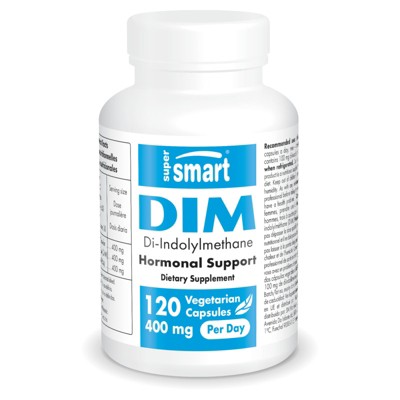 SuperSmart DIM Supplement 400mg per Day (Diindolylmethane) - Natural Balance for Men & Women | Non-GMO & Gluten Free - 120 Vegetarian Capsules