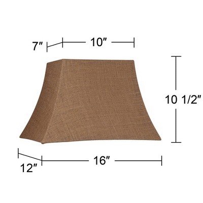 Set of 2 Natural Burlap Rectangular Lamp Shades with Chrome Finish