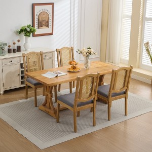 Racxily Full Solid Wood Rattan-Back Dining Chair, for Rustic Natural Style Dining Room - 1 of 4