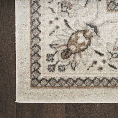 Ivory Mocha Traditional Floral 5'3" x 7'3" Area Rug