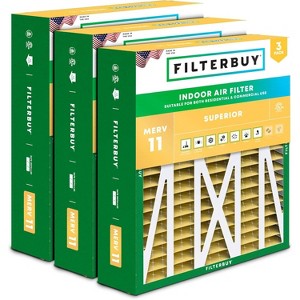 Filterbuy 20x23x5 Air Filter (3-Pack), Pleated MERV 11 Allergen Defense HVAC AC Furnace Air Filters for Bryant, Carrier, BDP, Day & Night, & Payne - 1 of 4
