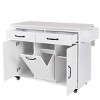 Rolling Kitchen Island With Trash Can And Storage Cabinet,Kitchen Cart With Adjustable Shelf,Spice Rack,Towel Rack And Drawer -Maison Boucle - 4 of 4