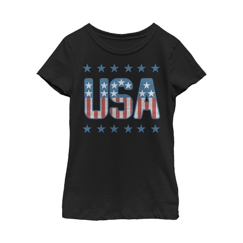 LOST GODS Girl's Lost Gods Fourth of July USAs T-Shirt - Black - Medium