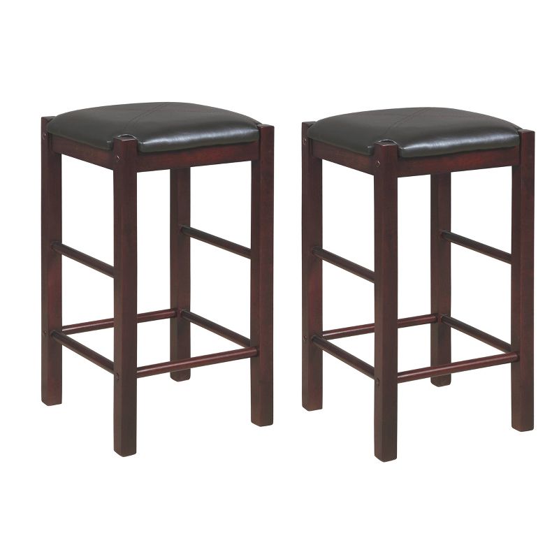 Set of 2 Lancer Backless Faux Leather Counter Height Barstools - Linon, 1 of 18