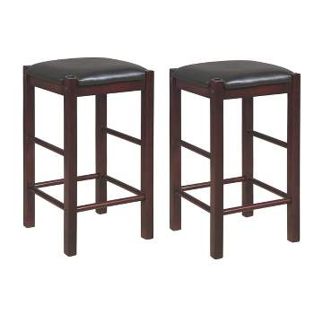 Set of 2 Lancer Backless Faux Leather Counter Height Barstools - Linon