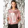 INSPIRE CHIC Women's Holographic Shiny Long Sleeve Zipper Hooded Metallic Jacket - 3 of 4