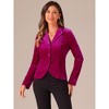 INSPIRE CHIC Women's Notched Lapel Long Sleeve Office Button Velvet Suit Blazer - 3 of 4