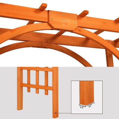 Natural Fir Wood Garden Arbor with Arch and Pergola Top