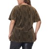 Women's Plus Size Metallic V Neck Short Sleeve Party Club Blouse - Agnes Orinda - 4 of 4