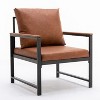 Faux Leather Accent Chair On Sale,Upholstered Accent Chair With Black Powder Coated Metal Frame,Single Sofa For Living Room-The Pop Home - 4 of 4