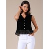 INSPIRE CHIC Women's Vintage Sleeveless Mesh Hem Button Down Velvet Cocktail Party Vest - 3 of 4