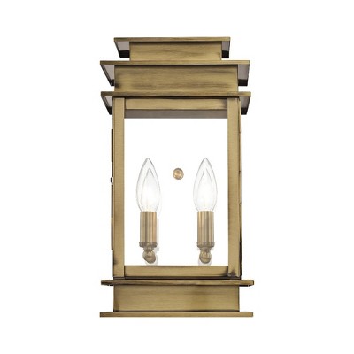 Princeton Antique Brass 2-Light Outdoor Wall Lantern with Clear Glass
