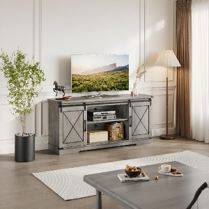 coucheta Farmhouse TV Stand for TVs, Rustic Entertainment Center with Sliding Barn Doors, Storage Cabinets & Adjustable Shelf, Media Console - 1 of 4
