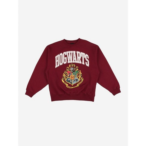 Harry Potter Hogwarts Men s Puff Print Maroon Crew Neck Sweatshirt