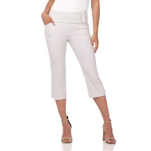 Rekucci Women’s Pull-On Comfort Capri Pants with Back Lacing Detail & Pockets – Mid-Rise Stretch Capris - 1 of 4