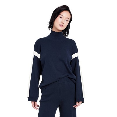 Women's Side Stripe Turtleneck Sweater - La Ligne x Target Navy/White