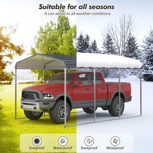Carport, Metal Carport - Heavy Duty with Galvanized Steel Roof & Frame, All-Weather Protection, Easy Assembly for Cars, Trucks, Boats (Gray) - 1 of 4