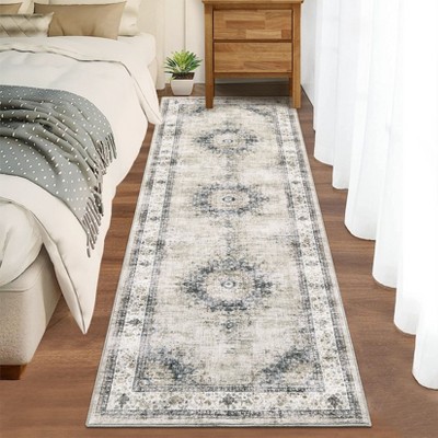 Vintage Area Rugs for Living Room, Machine Washable Soft Distressed Area Rug, Low Pile Non Slip Throw Floor Carpet