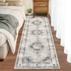 Vintage Machine Washable 2 x 6 Runner Rug with Non-Slip Backing Low Pile Stain-Resistant Medallion Rug for Hallway Entryway Kitchen Launday Bedside - 2 of 4