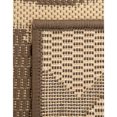 Brown and Beige Rectangular Synthetic Outdoor Area Rug