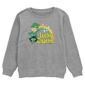 Boy's Lucky Charms Chibi Rainbow  Sweatshirt - Athletic Heather - Medium - 1 of 2