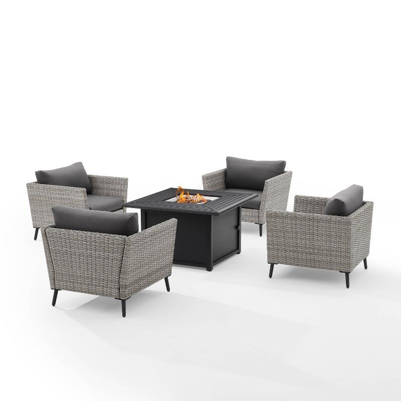Richland 5pc Outdoor Wicker Conversation Set with Fire Table - Crosley, 1 of 15