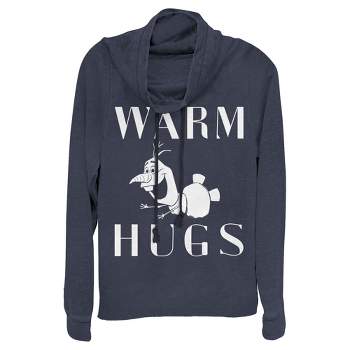 Juniors Womens Frozen 2 Olaf Warm Hugs Cowl Neck Sweatshirt