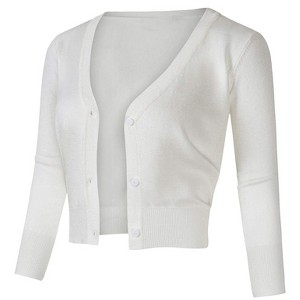 Women's Casual Open Front Knit Cropped Bolero Shrug 3/4 Sleeve Cardigan Sweater - 1 of 4