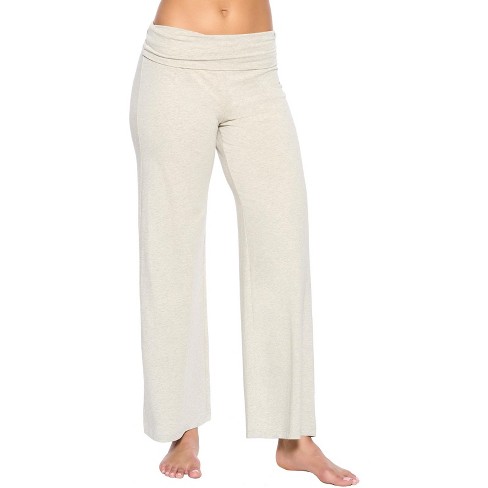 Felina Women's Organic Cotton Stretch Wide Leg Roll Over Pant (pebble,  X-small) : Target
