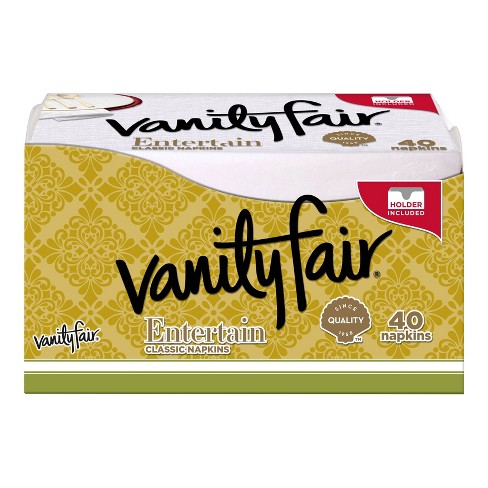 Vanity Fair Entertain Disposable Paper Napkins, White, 40 Count 