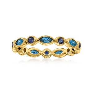 Pure Collection by Ross-Simons 0.70 ct. t.w. London Blue Topaz and .30 ct. t.w. Sapphire Geometric Ring - 1 of 4