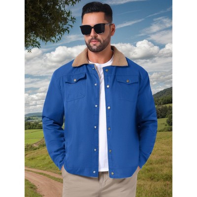 INSPIRE CHIC Men's Winter Collared Button Front Fleece Lining Pockets Trucker Jacket XX-Large Blue — фото 5