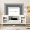 Jojoka Modern TV Stand for 65 Inch TV, TV Cabinet with Fluted Glass Door and Open Shelve,White - 2 of 4