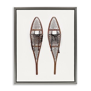 Stupell Industries Minimal Winter Snow Shoes Black Framed Floater Canvas Wall Art - 1 of 4