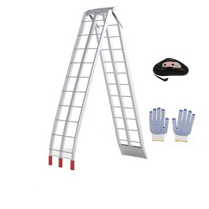 Loading Ramps for Pickup Trucks, Lightweight Aluminum Ramps with Load Straps for Motorcycle, Lawn Mowers, ATV/UTV - 1 of 4