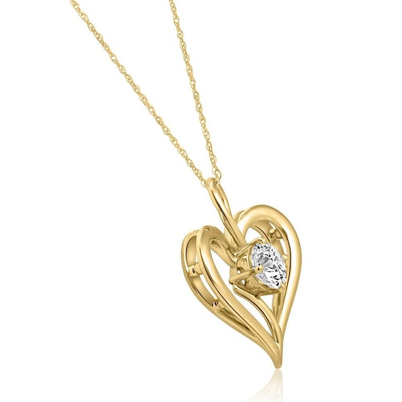Pompeii3 3/4Ct Diamond Solitaire Heart Necklace in Yellow Gold Pendant, 2 of 5