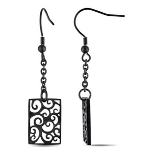 EVERLY JEWELRY |Curlicue Dangle Drop Earrings in Stainless Steel - Multiple Metal Color Options - 1 of 1