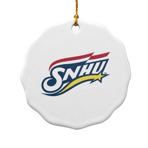 Southern New Hampshire University Primary Logo Porcelain Scalloped Holiday Christmas Tree Ornament  2.8" (7.1 cm) - 1 of 4