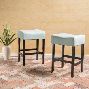 26.75" Fabric Backless Counter Height Barstools, Set of 2 with Padded Seats and Solid Wood Frame for Kitchen - 1 of 4