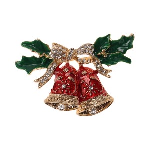 Unique Bargains Christmas Brooches Wreath Wind Chime Alloy Dripping Wax Multicolor 1.57"x2.17" 1 Pc - 1 of 4