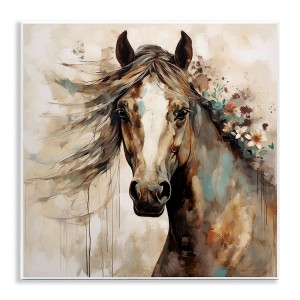 Stupell Industries Brown Horse with Florals, 12" x 12" - 1 of 4