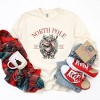Simply Sage Market Women's North Pole Reindeer Oval Wreath Long Sleeve Garment Dyed Tee - 3 of 4