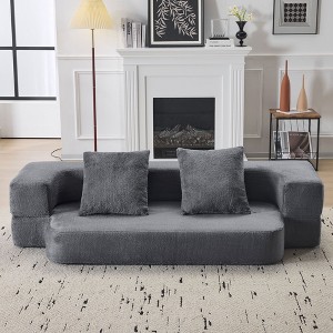 PAGED Fold-Out Transformable Sectional Couch with Supportive Foam,2-Seater Compact Chenille Sofa for Living Room - 1 of 4