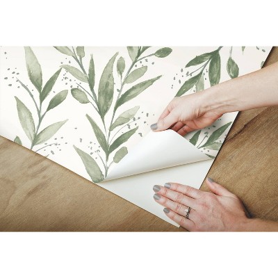Olive Branch Green Peel and Stick Wallpaper