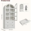 72" Tall Kitchen Pantry Cabinet with Wood/Glass Doors & Drawers, Wood Arch Storage Shelves, Farmhouse Freestanding Large Cupboard for Dining - 2 of 4
