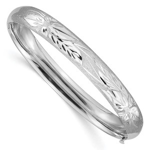 Black Bow Jewelry 8mm 14k White Gold Florentine Engraved Hinged Bangle Bracelet - 1 of 4